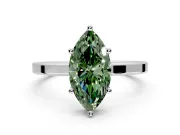 Hidden Halo Engagement Ring Setting for Fancy Green Marquise Center with Wide Flat Plain Band and Prong Head in Sterling Silver