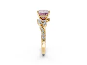 Solitaire Engagement Ring Setting for Fancy Pink Princess Cut Center with Marquise Accent Twist Band and Prong Head in Yellow Gold