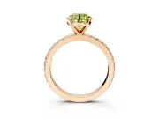 Solitaire Engagement Ring Setting for Fancy Yellow Round Cut Center with Fine Pave Band and Claw Prong Head in Rose Gold