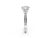Cluster Engagement Ring Setting for Radiant Cut Center with Bezel Accent Clusters and Prong Head in Sterling Silver