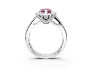 Solitaire Engagement Ring Setting for Fancy Pink Radiant Cut Center with Wide Band, Pave Collar and Prong Head in White Gold