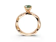 Solitaire Engagement Ring Setting for Fancy Green Oval Center with Pave and Plain Crossover and Basket Head in Rose Gold