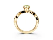 Crossover Engagement Ring Setting for Fancy Yellow Pear-Shaped Center with Pave and Plain Strands and Prong Head in Yellow Gold