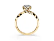 Solitaire Engagement Ring Setting for Round Cut Center with Narrow Twist Pave Band and Prong Head in Yellow Gold