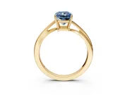 Solitaire Engagement Ring Setting for Fancy Blue Radiant Cut Center with Plain Bypass Twist Band and Prong Head in Yellow Gold