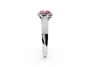 Halo Engagement Ring Setting for Fancy Pink Cushion Cut Center with Knife Ridge Cathedral Band and Prong Head in Platinum