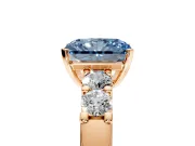 5 Stone Engagement Ring Setting for Fancy Blue Radiant Cut Center with Plain Band and Prong Head in Rose Gold