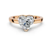Solitaire Engagement Ring Setting for Heart-Shaped Center with Plain Band and Flat Tab Prong Head in Rose Gold