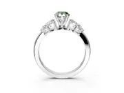 Leaf Cluster Engagement Ring Setting for Fancy Green Pear-Shaped Center with Marquise Accents and Prong Head in Sterling Silver