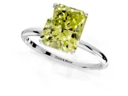 Solitaire Engagement Ring Setting for Fancy Yellow Radiant Cut Center with Straight Thin Band and Prong Head in Sterling Silver