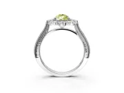 Milgrain Halo Engagement Ring Setting for Fancy Yellow Pear-Shaped Center with Bezel Point Accents and Prong Head in White Gold