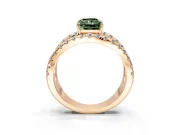 Solitaire Engagement Ring Setting for Fancy Green Radiant Cut Center with Wide-Open Split Shank and Prong Head in Rose Gold
