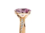 Side Accent Engagement Ring Setting for Fancy Pink Oval Center with Accent Shoulders and Prong Head in Rose Gold