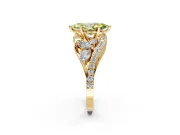 Halo Engagement Ring Setting for Fancy Yellow Marquise Center with Marquise and Pave Bypass Band and Prong Head in Yellow Gold