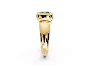 Solitaire Engagement Ring Setting for Fancy Green Cushion Cut Center with Wide Band and Bezel Head in Yellow Gold