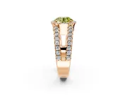 Halo Engagement Ring Setting for Fancy Yellow Round Cut Center with Wide-Open Pave Split Shank and Prong Head in Rose Gold