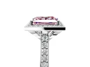 Halo Engagement Ring Setting for Fancy Pink Princess Cut Center with Pave Accents, Heart Basket and Prong Head in Sterling Silver