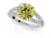 Solitaire Engagement Ring Setting for Fancy Yellow Round Cut Center with Pave Split Shank and Prong Head in Sterling Silver