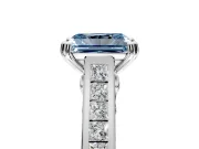 Solitaire Engagement Ring Setting for Fancy Blue Radiant Cut Center with Channel Band and Double Claw Prong Head in Platinum