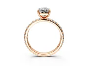 Solitaire Engagement Ring Setting for Radiant Cut Center with Shared-Prong Accents and Prong Head in Rose Gold