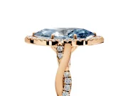 Halo Engagement Ring Setting for Fancy Blue Marquise Center with Twist Band and Prong Head in Rose Gold