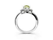 3 Stone Engagement Ring Setting for Fancy Yellow Marquise Center with Wide Plain Band and Prong Head in White Gold