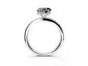 Solitaire Engagement Ring Setting for Fancy Green Heart-Shaped Center with Fine Pave Band and Prong Head in Sterling Silver