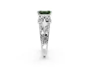 Solitaire Engagement Ring Setting for Fancy Green Emerald Cut Center with Filigree Accent Basket and Prong Head in Platinum