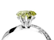 Side Accent Engagement Ring Setting for Fancy Yellow Heart-Shaped Center with Accent Shoulders and Prong Head in Sterling Silver