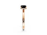Hidden Halo Engagement Ring Setting for Fancy Black Cushion Cut Center with Plain Band and Tall Prong Head in Rose Gold