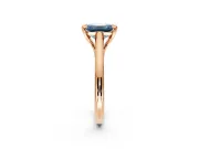 Solitaire Engagement Ring Setting for Fancy Blue Emerald Cut Center with Cathedral Band and Prong Head in Rose Gold