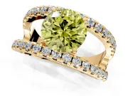 Solitaire Engagement Ring Setting for Fancy Yellow Round Cut Center with Wide-Open Split Shank and Prong Head in Yellow Gold