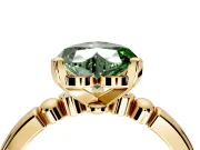 Solitaire Engagement Ring Setting for Fancy Green Heart-Shaped Center with Beaded Shoulders and Prong Head in Yellow Gold