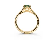 Solitaire Engagement Ring Setting for Fancy Green Emerald Cut Center with Cathedral Band and Prong Head in Yellow Gold