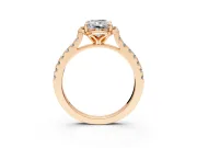 Floral Engagement Ring Setting for Radiant Cut Center with Pave Band and Floral Prong Head in Rose Gold
