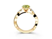 Floral Engagement Ring Setting for Fancy Yellow Round Cut Center with Trailing Marquise Accents and Prong Head in Yellow Gold
