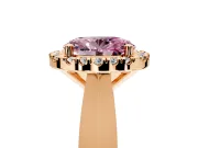 Halo Engagement Ring Setting for Fancy Pink Oval Center with Square Band and Prong Head in Rose Gold