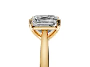 Solitaire Engagement Ring Setting for Asscher Cut Center with Narrow Cathedral Band and Prong Head in Yellow Gold