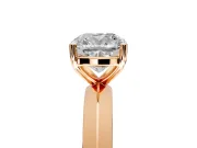 Solitaire Engagement Ring Setting for Cushion Cut Center with Wide Knife Ridge Band and Prong Head in Rose Gold