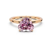 Low-Set Solitaire Engagement Ring Setting for Fancy Pink Heart-Shaped Center with Thin Plain Band and Prong Head in Rose Gold