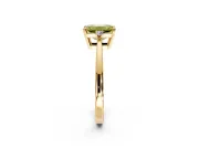 3 Stone Engagement Ring Setting for Fancy Yellow Emerald Cut Center with Low-Set Round Cut Accents and Prong Head in Yellow Gold