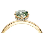 Hidden Halo Engagement Ring Setting for Fancy Green Marquise Center with Plain Band and Tall Prong Head in Yellow Gold