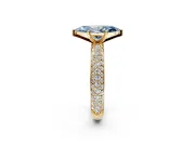 Solitaire Engagement Ring Setting for Fancy Blue Marquise Center with Domed Multi-Row Pave Band and Prong Head in Yellow Gold
