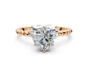 Solitaire Engagement Ring Setting for Heart-Shaped Center with Plain Twisted Rope Band and Prong Head in Rose Gold