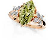 Floral Engagement Ring Setting for Fancy Yellow Marquise Center with Marquise Cluster Shoulders and Prong Head in Rose Gold