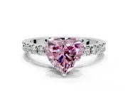 Solitaire Engagement Ring Setting for Fancy Pink Heart-Shaped Center with Fine Pave Band and Claw Prong Head in Platinum