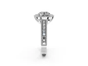 Milgrain Halo Engagement Ring Setting for Round Cut Center with Pave Band and Prong Head in Platinum