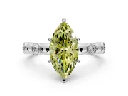 Solitaire Engagement Ring Setting for Fancy Yellow Marquise Center with Beaded Bezel Station Band and Prong Head in Platinum