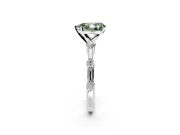 Solitaire Engagement Ring Setting for Fancy Green Pear-Shaped Center with Bezel Station Band and Prong Head in Platinum