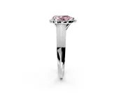 Halo Engagement Ring Setting for Fancy Pink Pear-Shaped Center with Knife Ridge Cathedral Band and Prong Head in White Gold